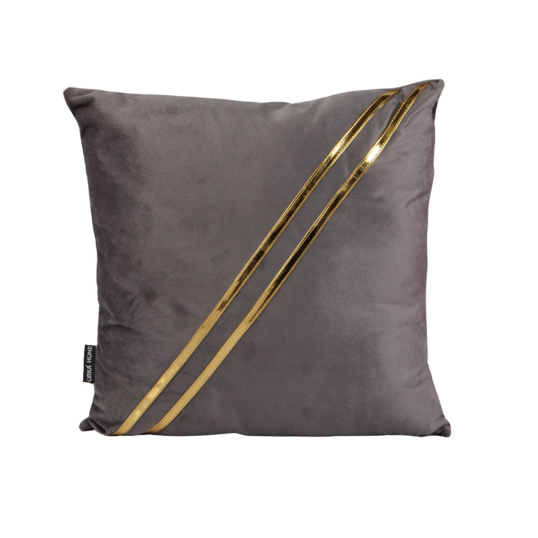 Orka Holland Velvet Fabric Cushion Gold Foil - Grey
